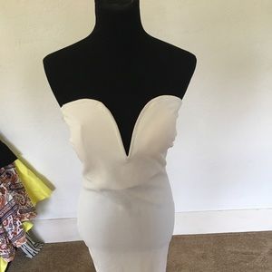 Plunging White Midi Dress